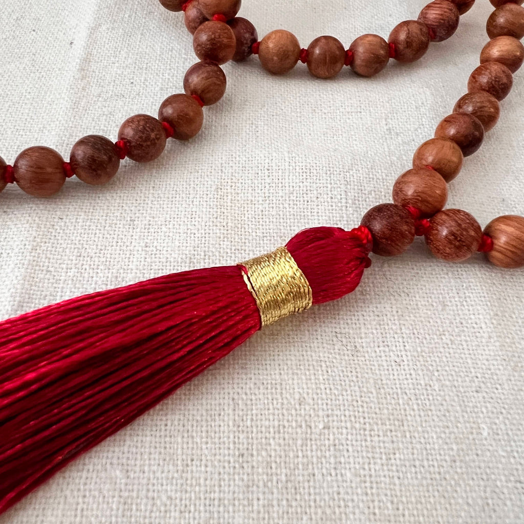 Collana 108 perle di legno di rosa , collana mala di perle per meditazione