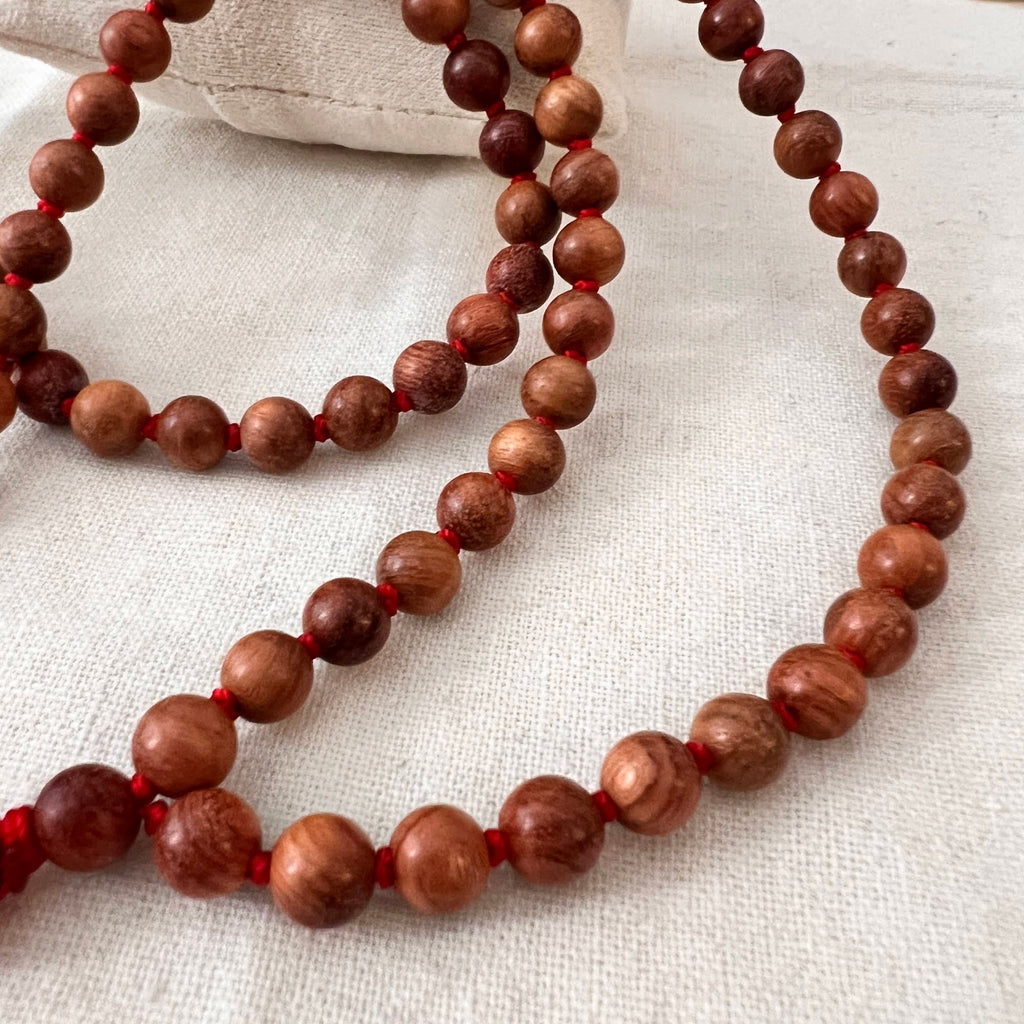 Collana 108 perle di legno di rosa , collana mala di perle per meditazione