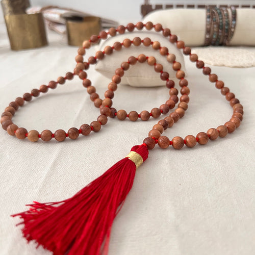 Collana 108 perle di legno di rosa , collana mala di perle per meditazione