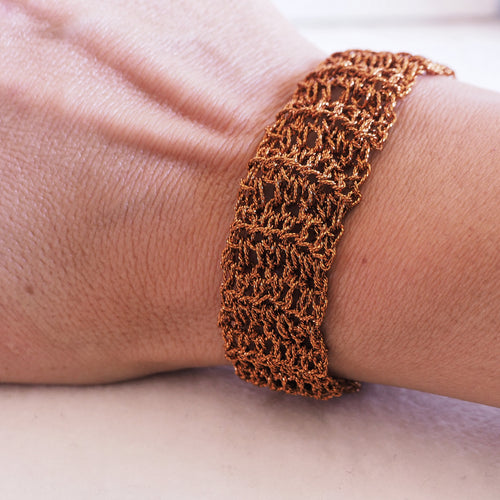 Bracciale Tessile a uncinetto colore Rame realzzato a mano - modello 001